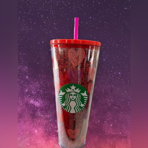 Starbucks Valentines Day Red Glitter Heart Cup Tumbler 24oz New 2022 Target Only - Picture 7 of 8